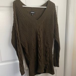 Express long sweater size small olive color